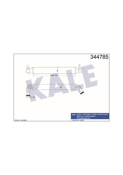 KALE OTO Radyatör 344785 Turbo Radyatörü Polo V 09- 1.4 Tsı 1.8 Tfsı 2.0 Tfsı / A1 10- 1.4 Tsı / Ibiza V 08- 1.4 Tsı / Fabia II 07- 1.4 Tsı 617X97X80