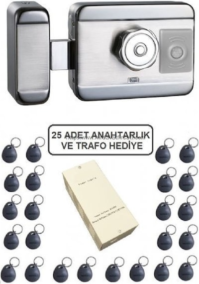 Marelli Sensörlü Motorlu Sessiz + Güvenli Manyetik Elektrikli Trajlı Apartman Kapı Kilidi Motorlu Otomat + Kartlı Sistemi + Trafosu + 25 Çip