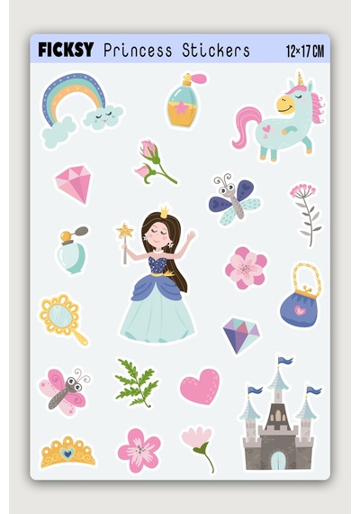 Sevimli Prenses Sticker Seti - 20 Adet Etiket Çıkartma Diğer