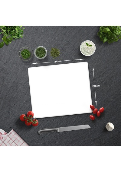 Düz Renk - Beyaz Cam Kesme Tahtası 29cm X 34cm