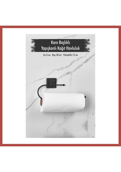 Bezos Yapışkanlı Kare Başlıklı Siyah Kağıt Havluluk Erdotıca