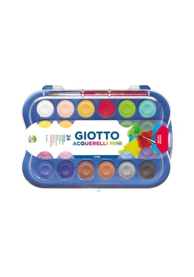 Giotto 24'lü Renkli Mini Sulu Boya 23 Mm Çocuklar İçin 3 - 6 Yaş Uygun Boyalar Karışık