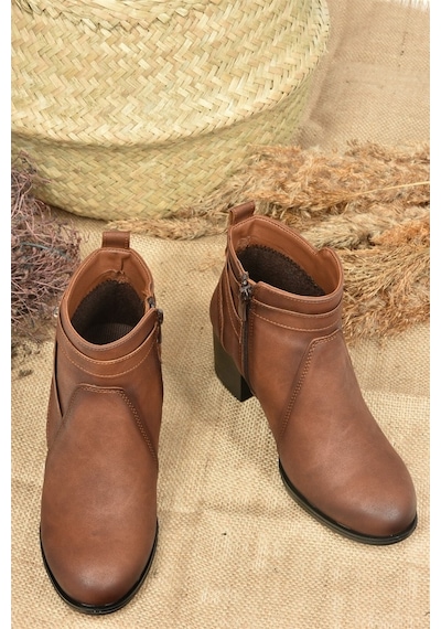 Fox Shoes Taba Kalın Topuklu Kadın Bot L674155009