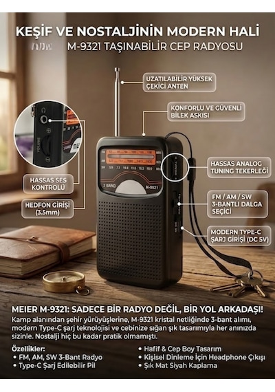 Şarjlı Cep Radyosu Fm Am Sw 3 Bant Deprem Çantası İçin Küçük El Radyosu