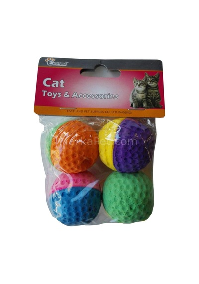 Eastland İki Renkli Kedi Oyuncak Sünger Top 4 Lü