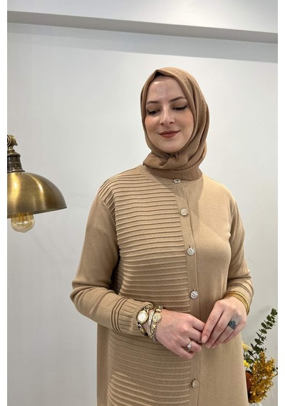 Rabia Şamlı Manolya Bej Triko Hırka Normal