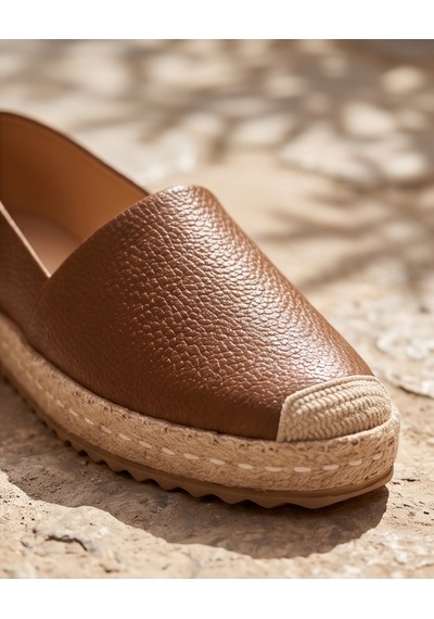 Futsishoes Lucıa Taba Hakiki Floter Deri Dikiş Detaylı Kadın Espadril