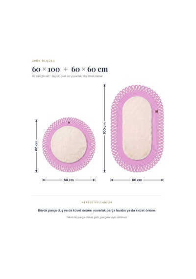 Banyo Paspası Takımı 60x100+60x60 Cm Dış Trikot Bej & Pembe