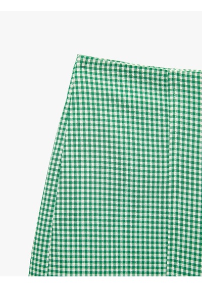 Koton Slim Fit Pötikare Mini Şort Yeşil Ekose 6sak40435pw Yeşil Ekoseli