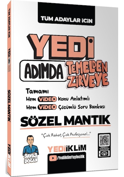 Yediiklim Yayınları Yedi Adımda Temelden Zirveye Sözel Mantık Video Konu Anlatımlı Video Çözümlü Soru Bankası