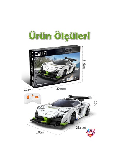 Cada Uzaktan Kumandalı Beyaz Yarış Arabası 322 Parça Oyuncak Yapım Seti Blok Araba -ffcada-c51083w