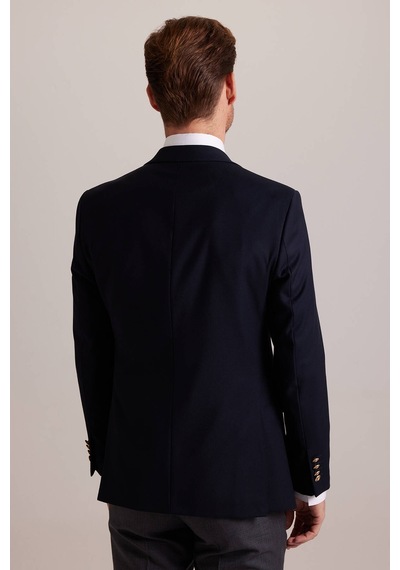 Ysf Erkek Lacivert Regular Fit Yünlü Blazer Ceket 001