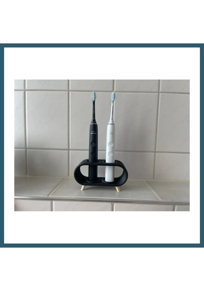 Bezos 3d Baskı Elektrikli Diş Fırçası Standı Çift Diş Fırçalık Ayaklı Modern Banyo Diş Fırçası Tutucu Siyah Ob