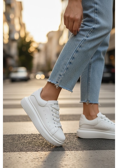 Enoch Kadın Platform Tabanlı Sneaker Günlük Rahat Spor Ayakkabı Beyaz