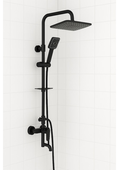 Siyah 4lü Set Banyo Bataryası Eviye Bataryası Lavabo Bataryası Duş Tepe Yağmurlama Seti Özel Seri Siyah