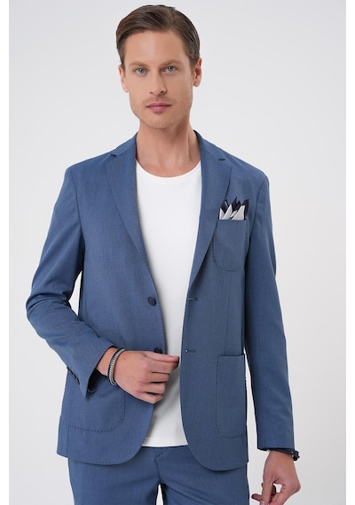 Efor Comfort Fit Mono Yaka Çift Yırtmaç Torba Cep Kendinden Desenli Casual İndigo Ceket C 706 Indıgo Efor Comfort Fit Mono Yaka Çift Yırtmaç Torba Cep Kendinden Desenli Casual İndigo Ceket C 706 Indıgo