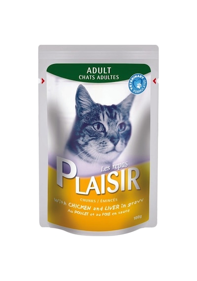 Plaisir Tavuk Etli ve Ciğerli Pouch Yetişkin Kedi Yaş Maması 100 G