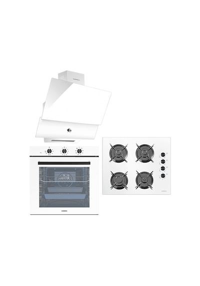 Luxell A68SF3 - OC88 - DA88 Süper Kristal Beyaz Ankastre Set