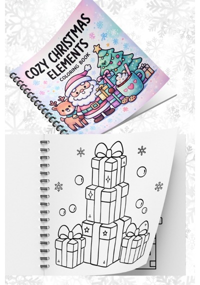 Yılbaşı Cozy Christmas Elements 20x20 Cm Büyük Boyama Kitabı, Çocuklar Ve Yetişkinler İçin