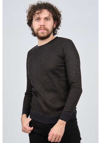 Çizgi Triko Erkek Bisiklet Yaka Slim Fit Desenli Kazak 42554255 L Lacivert