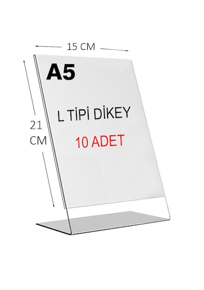 Heroglas 10adet A5 L Tipi Dikey Masa Üstü Şeffaf Pleksi / Föylük-fiyatlık-menü-broşürlük