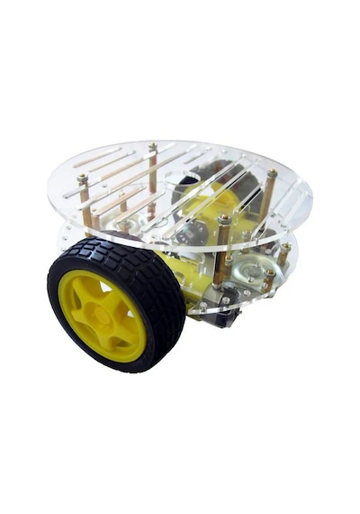 2wd Çift Katlı Şeffaf Yuvarlak Şasi Robot Araba Kiti Demonte Çizgi Takip Engelden Kaçınma Arduino İçin