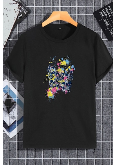 Unisex Kadın Erkek Sinister Baskılı Oversize T-shirt Siyah Mck2279 Siyah