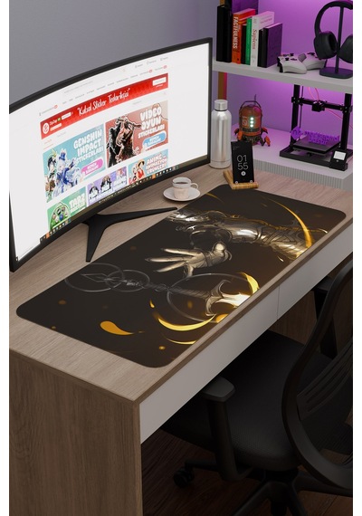 Demon's Souls Kaymaz Dikişli Kauçuk Oyuncu Mousepad V3 - 90x40 Xxl Gaming Mouse Pad Fare Altlığı