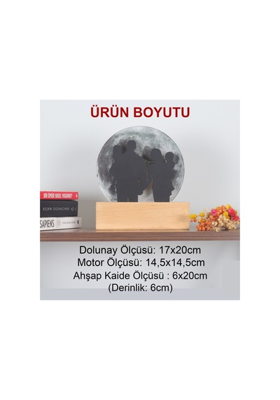 Işıklı Pleksi Dolunay Kişiselleştirilebilir Dekoratif Biblo Family 4 Kişilik Aile Anahtar Askılığı Gri - 740034972