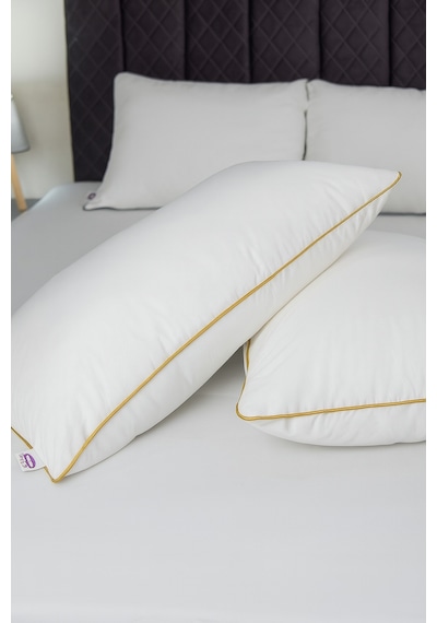 Gold Rengi Biyeli 1100 Gram 50x70 Cm 1 Adet, Lüks Otel Yastığı Beyaz