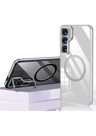 Wlons Galaxy S24 Uyumlu Kılıf Magsafe Şarj Özellikli Şeffaf Görünüm Wlons Standlı Efsane Kapak