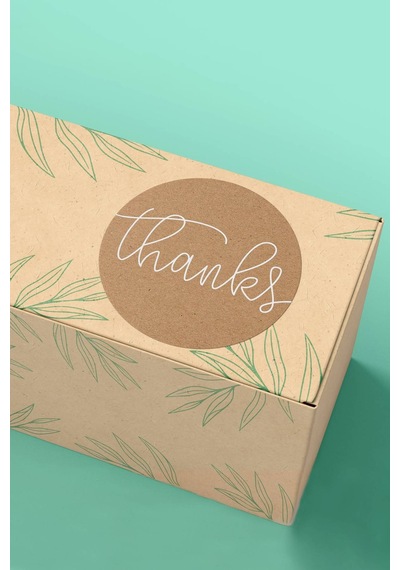 Kraft Beyaz Thanks Sticker 3x3cm St2340 Çok Renkli