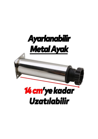 Badem10 Ayarlanabilir Mobilya Kanepe Baza Koltuk Metal Destek Yükseltici Ayağı 12 Cm Krom Ayakları 4 Adet 6395751