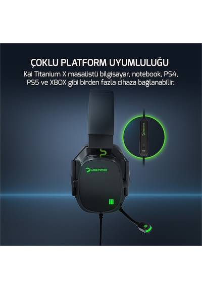 Gamepower Kai Titanium 7.1 Surround Hi-Fi RGB Kulak Üstü Oyuncu Kulaklık Gamepower Kai Titanium 7.1 Surround Hi-Fi RGB Kulak Üstü Oyuncu Kulaklık