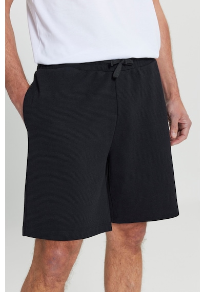 AC&Co / Altınyıldız Classics Erkek Sıyah Pamuklu Standart Fit Normal Kesim Beli Bağlamalı Yan Cepli Örme Şort Siyah