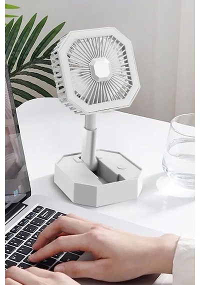 Ledli Katlanabilir Ergonomik Masa Üstü Fan Led Işıklı Güçlü Masa Üstü Katlanabilir Çanta Boy Fan