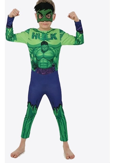 Çocuk Hulk Kostümü - Yeşil Dev Kostümü - Maskeli (537724612)