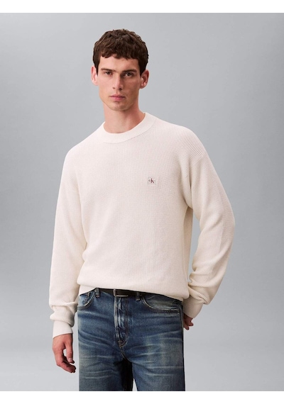 Calvin Klein Ls Ez Cotton Waffle Crwnk Swtr 9-12594 Beyaz