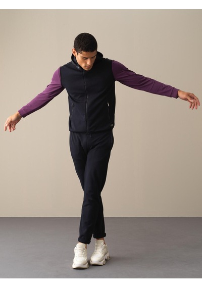 Xint Lacivert Regular Fit Kapüşonlu Pamuklu Yelek 195040