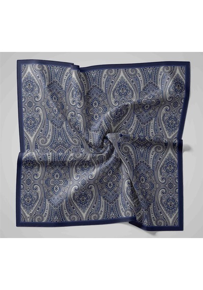Silk Home Viskon Karışımlı Velora Eşarp Morcivert-mavi Lila Gümüş Desenli Tok Duruşlu 90x90 Çok Renkli