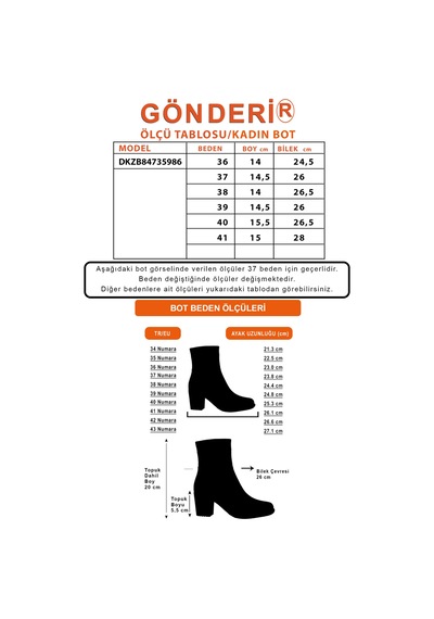 Gönderir Kadın Siyah Fermuarlı Kalın Topuklu Bot Dkzb84735986