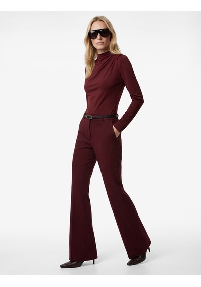 Koton Slim Fit Uzun Kollu Dik Yaka Drape Detaylı Bodysuit Bordo 6sak80065ek