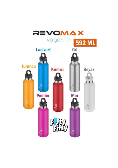 Revomax 592 Ml Büyük Kapasiteli Özel Kapak Sistemli 18 Saat Sıcak/36 Saat Soğuk Çelik Termos 001
