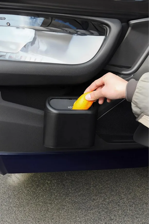 Mini Oto Çöp Kovası Abs Plastik Siyah Siyah