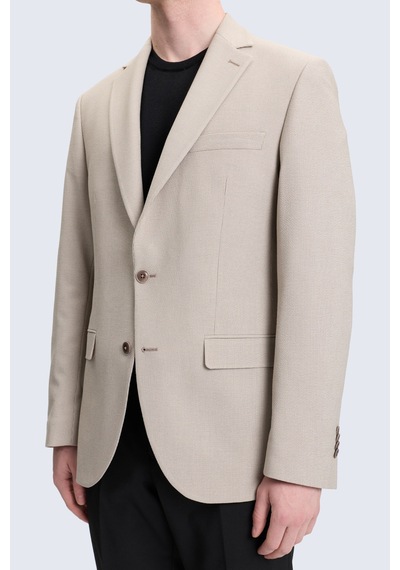 Hatemoğlu Bej Slim Fit Mono Yaka Klasik Ceket