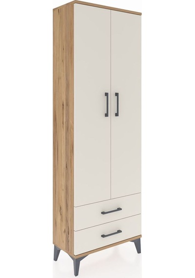 Arges Dolap 2 Raflı 2 Çekmeceli Tek Askılı 60x30x182 Çam-aytaşı Çam