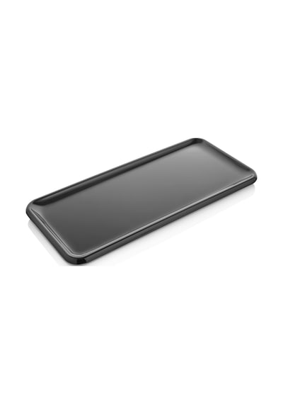 12 Adet 16x35 Cm Melamin Baton Servis Sunum Tabağı Makinede Yıkanabilir Dikdörtgen Mimoza Siyah Beyaz