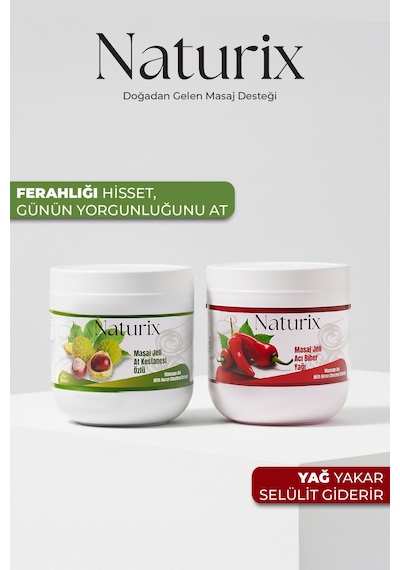 Naturix Paprika & Chili Biber Balsamı Masaj Jeli 3'lü Eko Paket - 500 Ml