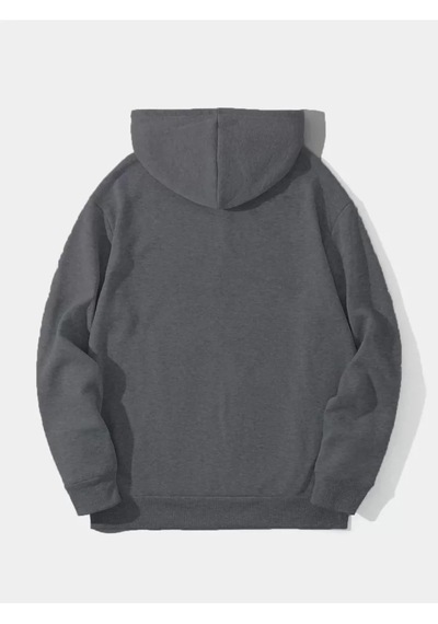 Efnaz Style Erkek Düz Kapüşonlu Sweat - Füme Fume
