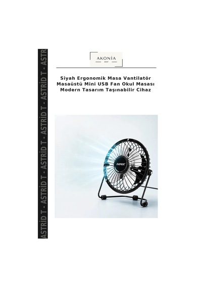Siyah Ergonomik Masa Vantilatör Masaüstü Mini Usb Fan Okul Masası Modern Tasarım Taşınabilir Cihaz